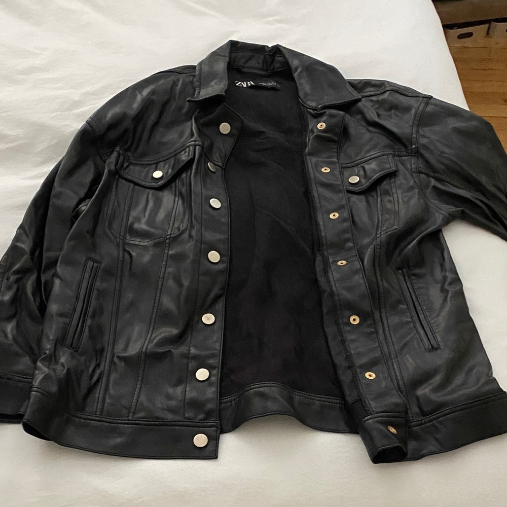 Zara Midnight Black Leather Jacket